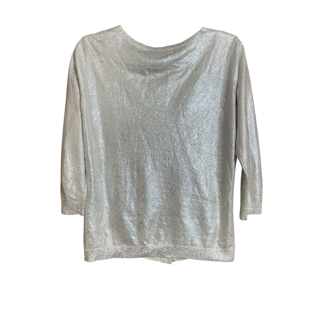 Etcetera Silver Crackle Lightweight Cardigan Swea… - image 2
